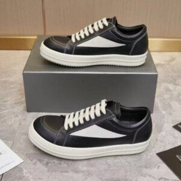 Rick Owens Vintage Black Milk Leather Low Sneakers